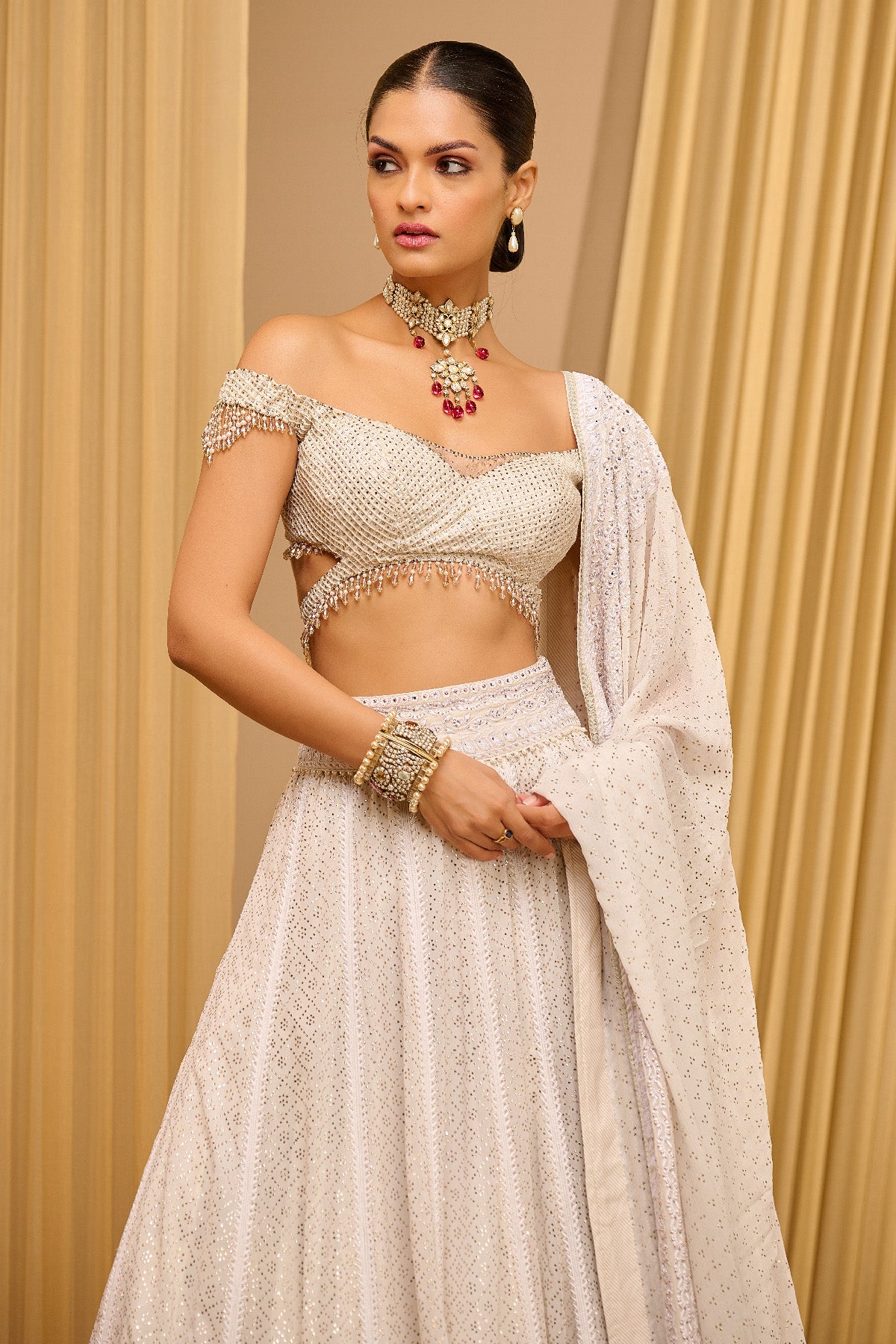 Chikankari And Mukaish Lehenga