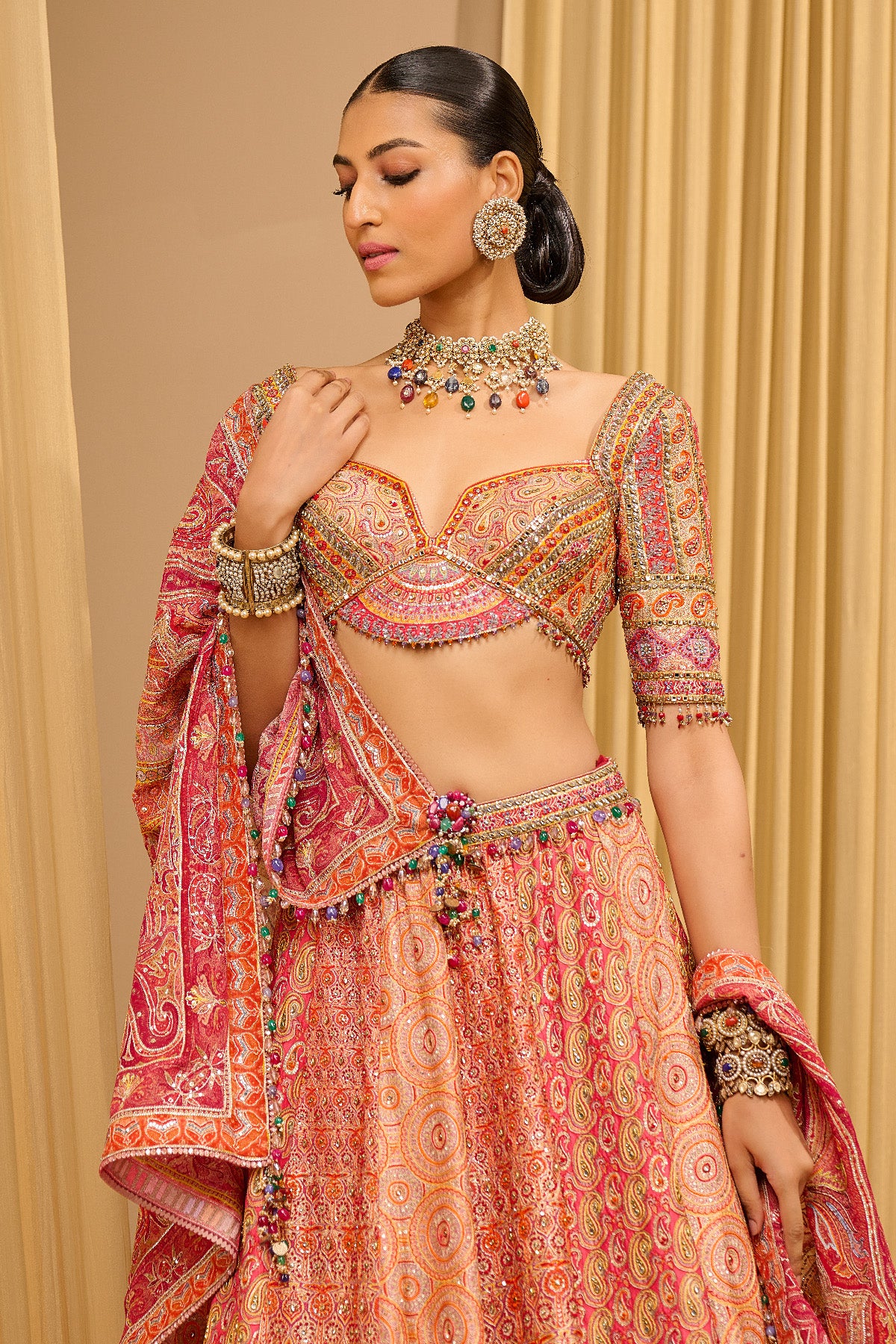 Signature Hand Embroidered Kashida Lehenga