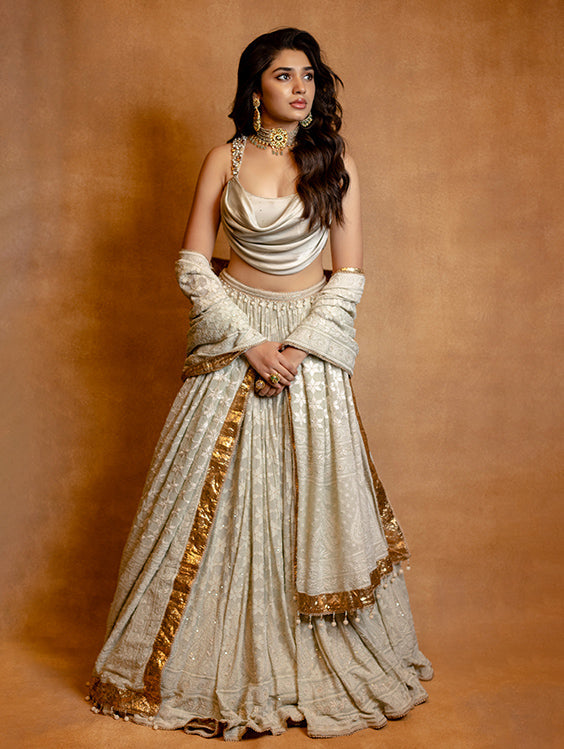 Krithi Shetty In Chikankari lehenga, blouse, and dupatta