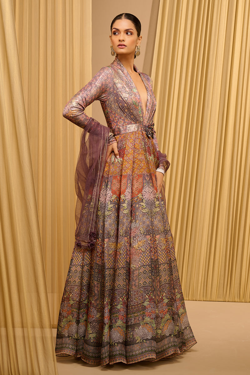 Foil Jersey Printed Anarkali