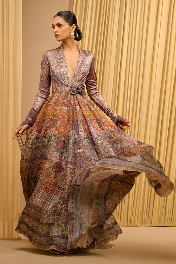 Foil Jersey Printed Anarkali