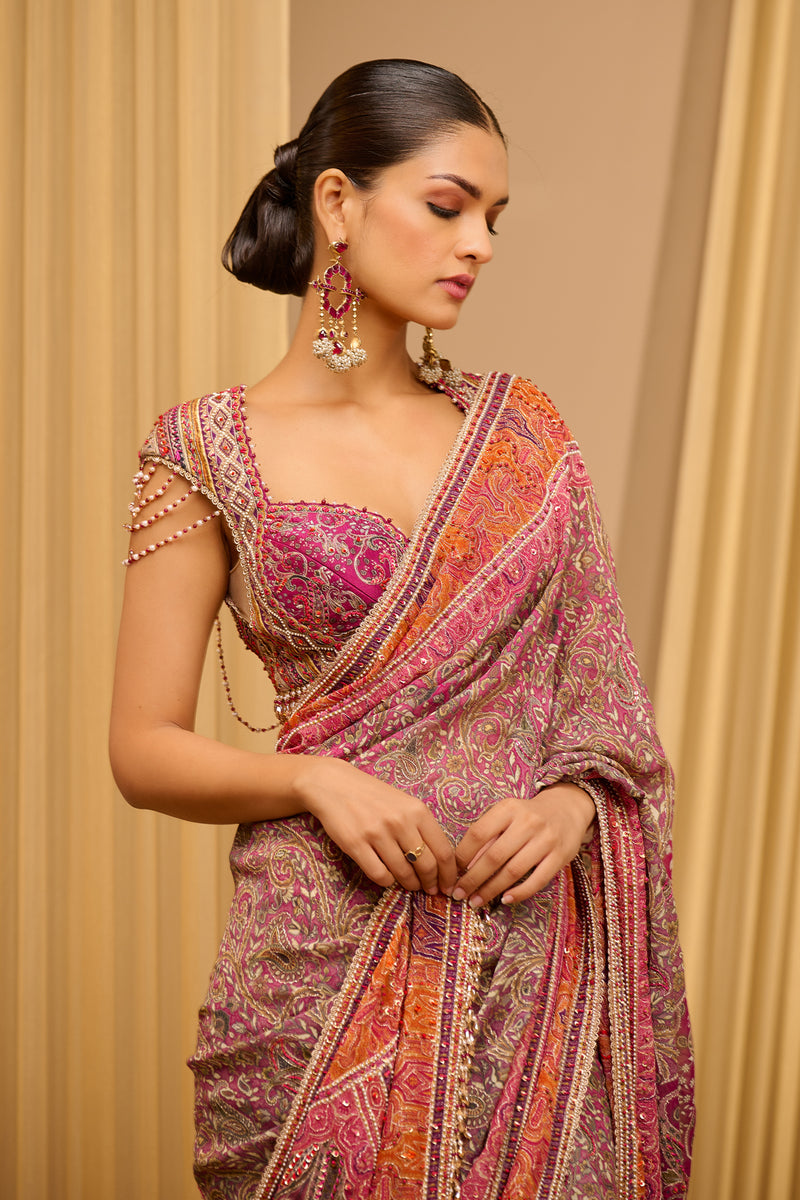 CLASSIC HAND-EMBROIDERED KASHIDA SAREE