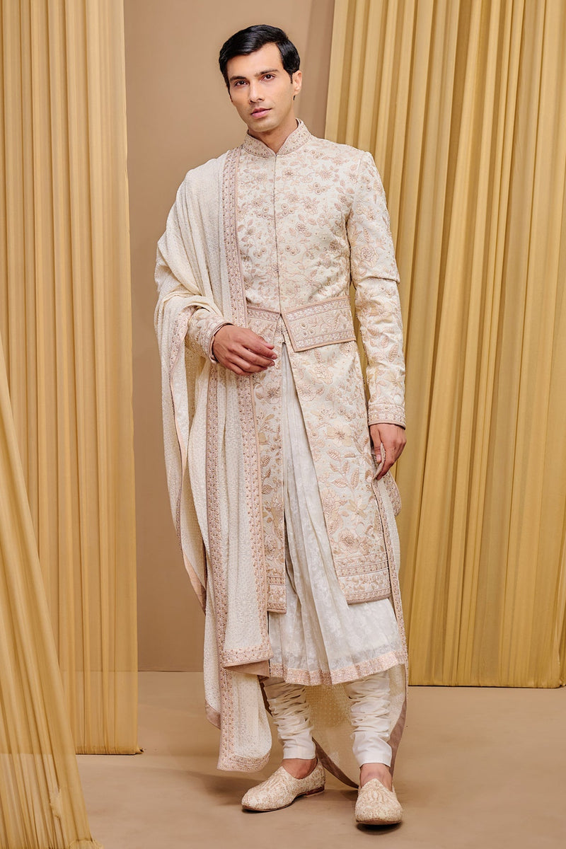 Classic Floral Sherwani Set