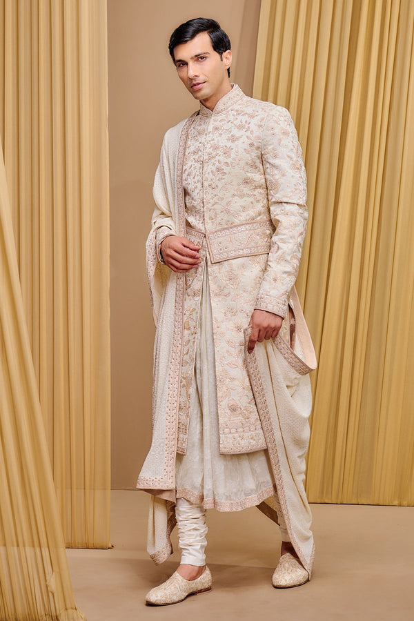 Classic Floral Sherwani Set