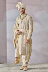 Sherwani-Kurta-Salwar-Kamarbandh-Stole-Safa-Jutti Fabric