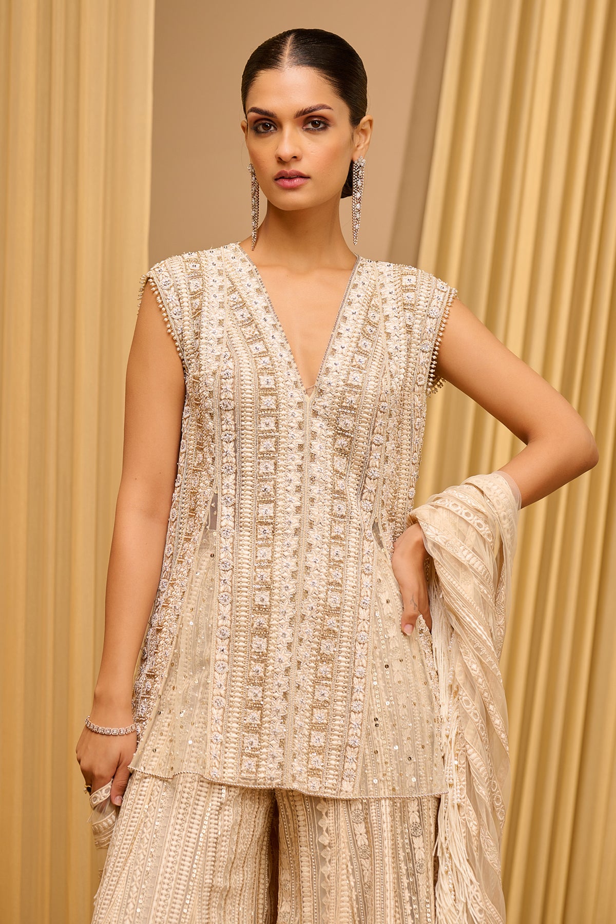 Lace Embroidered Paisley Sharara