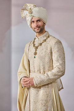 Sherwani-Kurta-Salwar-Kamarbandh-Stole-Safa-Jutti Fabric