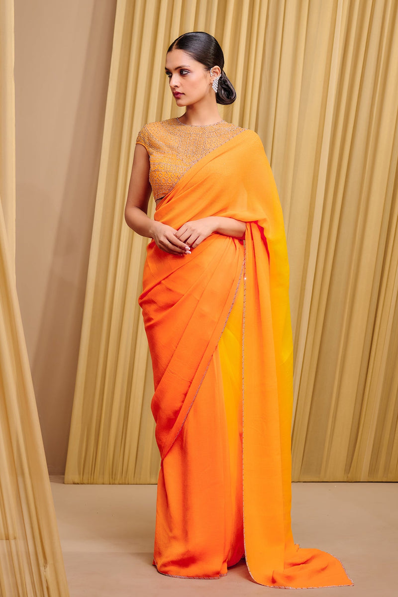 Signature chiffon saree and crystallized blouse