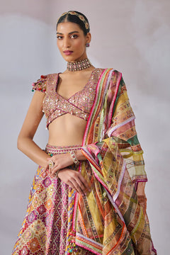 Phulkari inspired embroidered lehanga