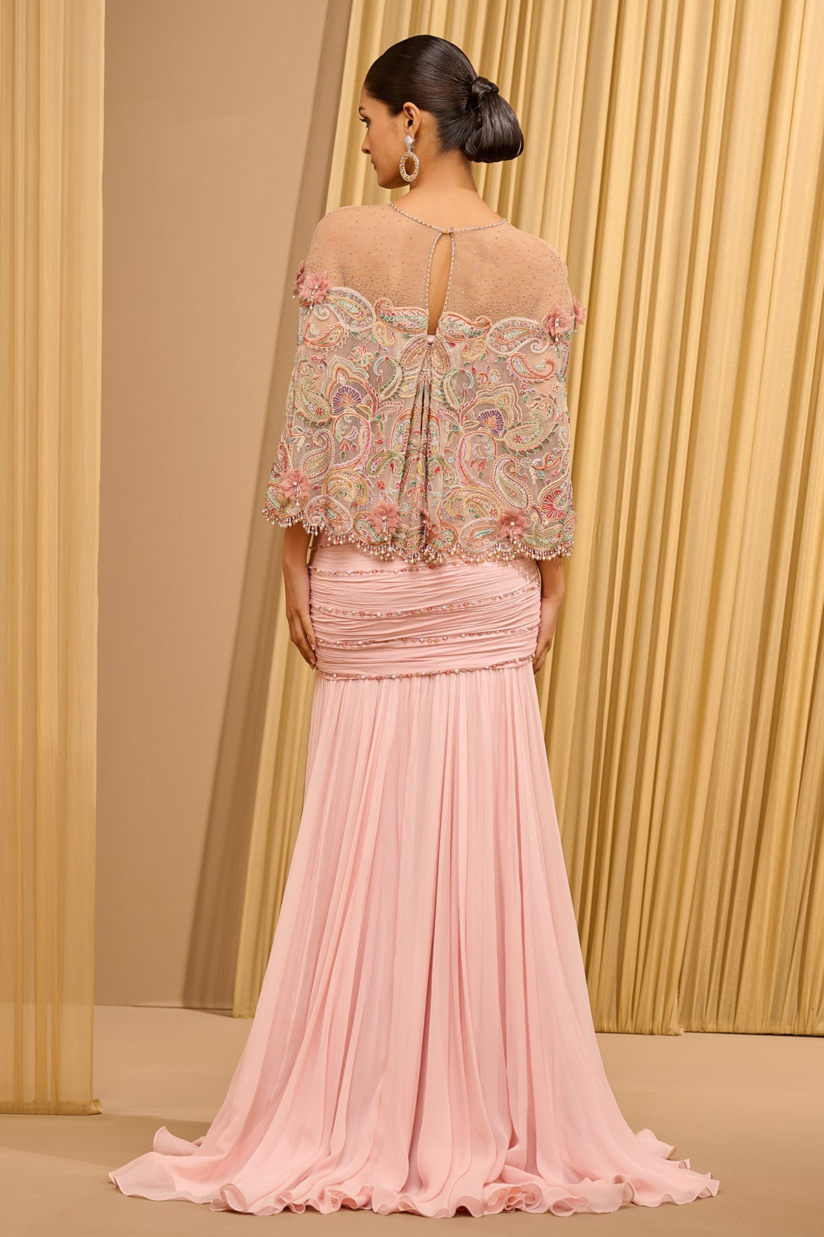 Paisley Embroidered Cape & Drape Skirt