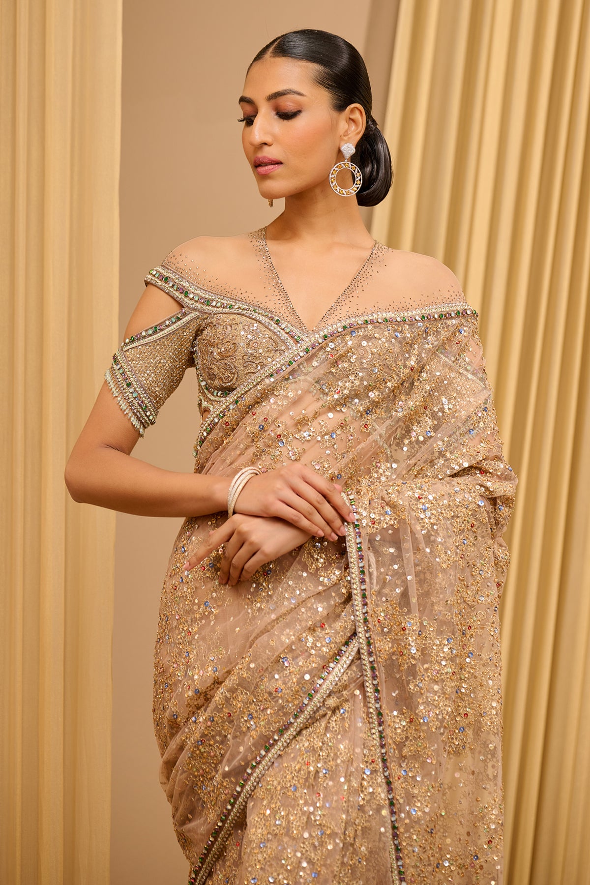 Crystal Embroidered Saree