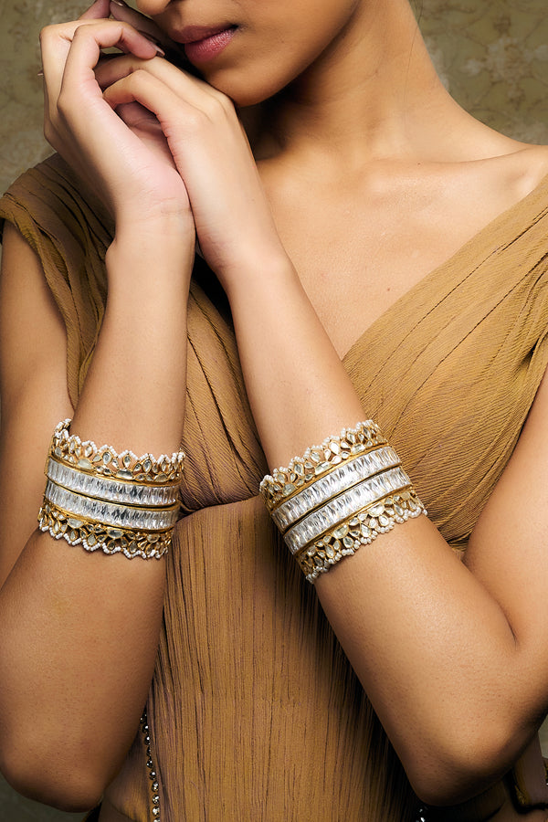 Pearl and crystal bangles
