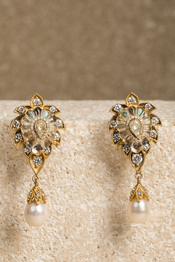 Rock crystal long earrings