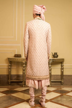 Hand Embroidered Raw Silk Sherwani