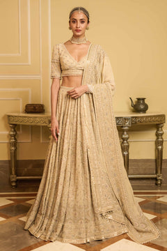 Chikankari lehenga, blouse, and dupatta