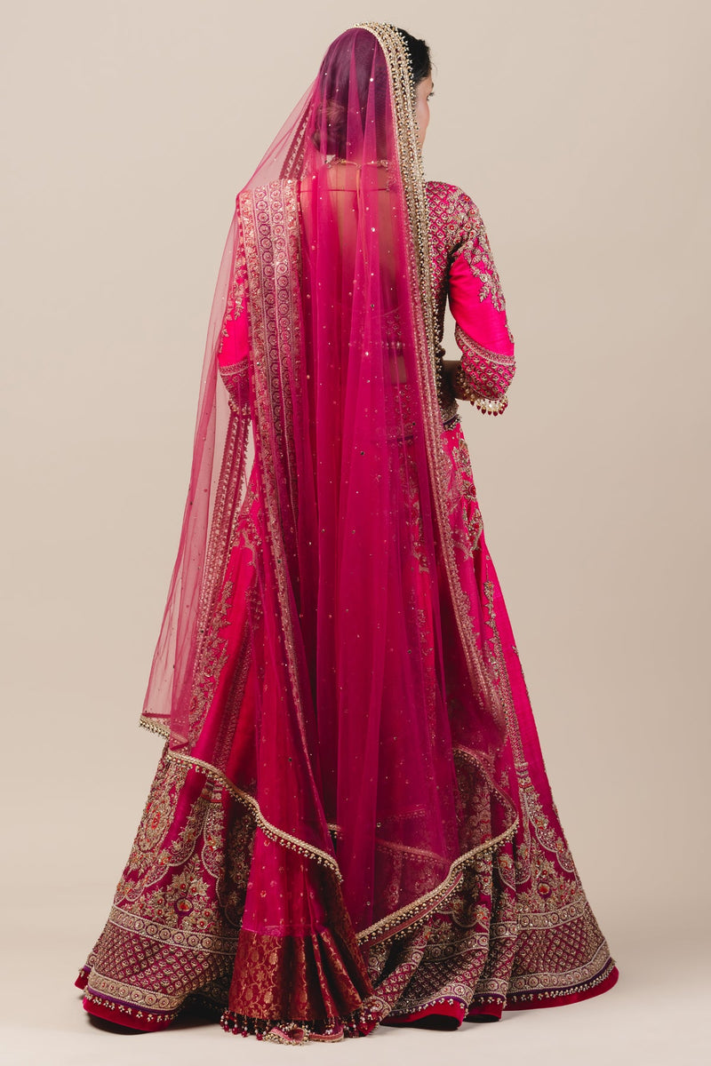 Raw Silk Lehenga With Zardozi Embroidery