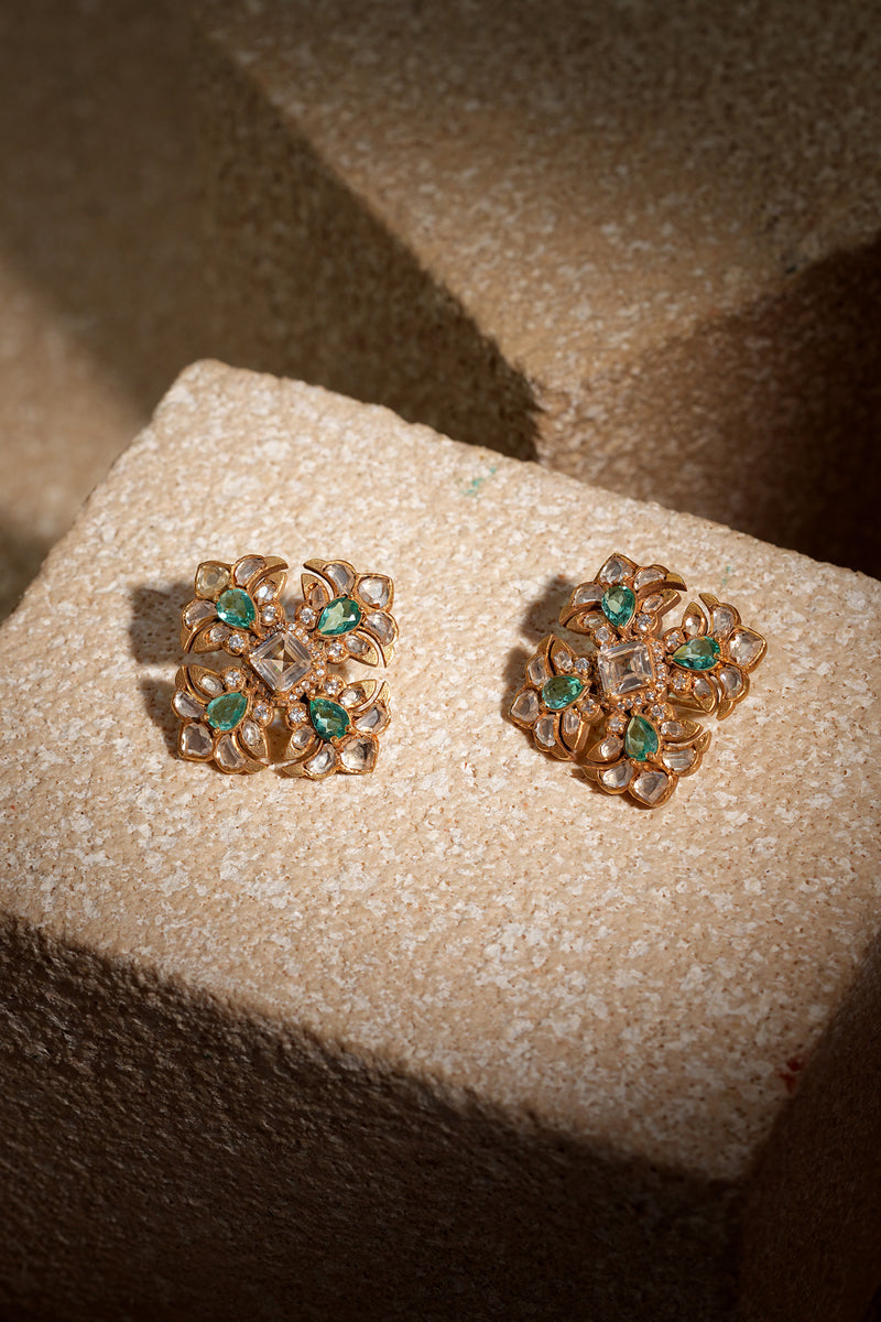 Lotus Emerald Studs