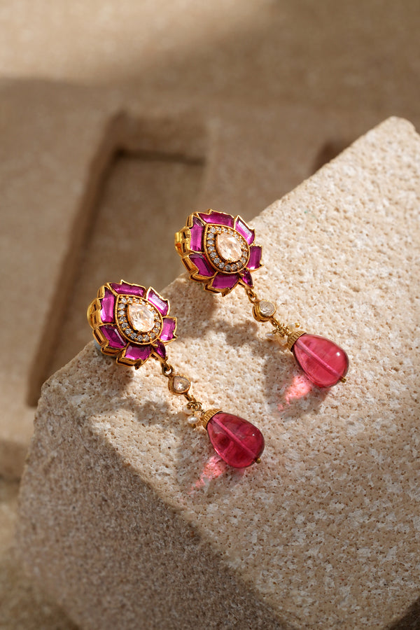 Ruby Floral Earring