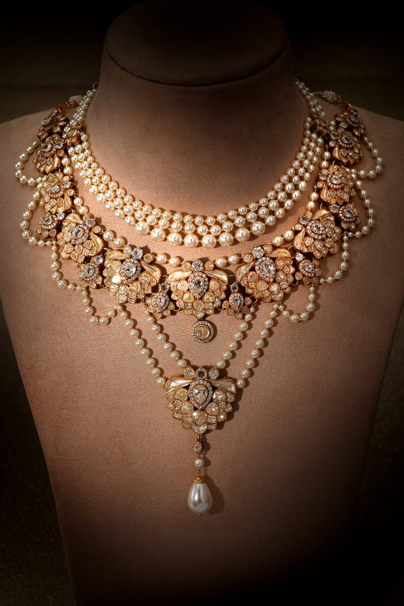 Draped Pearl Crystal Neckpiece