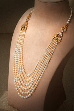 Multi Layered Pearl Long Necklace