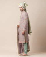 Printed Sherwani With French Knot Work