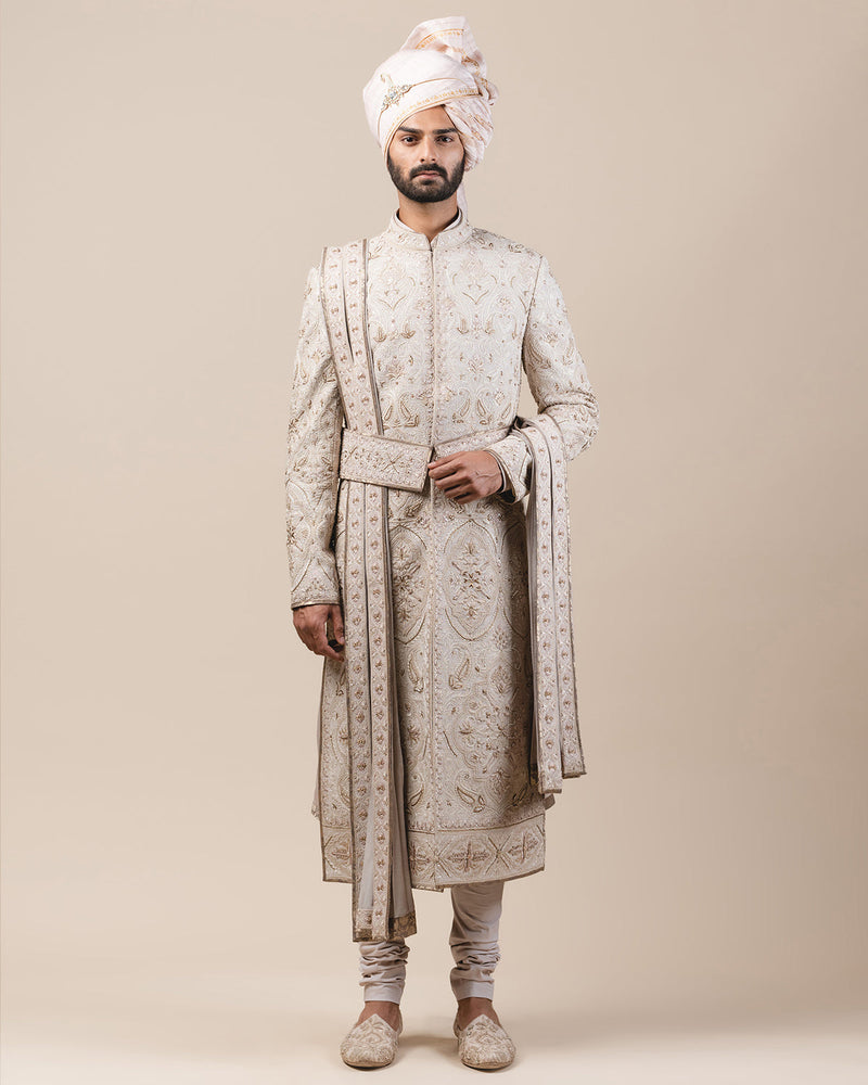 Sherwani In Matka Silk With Dori