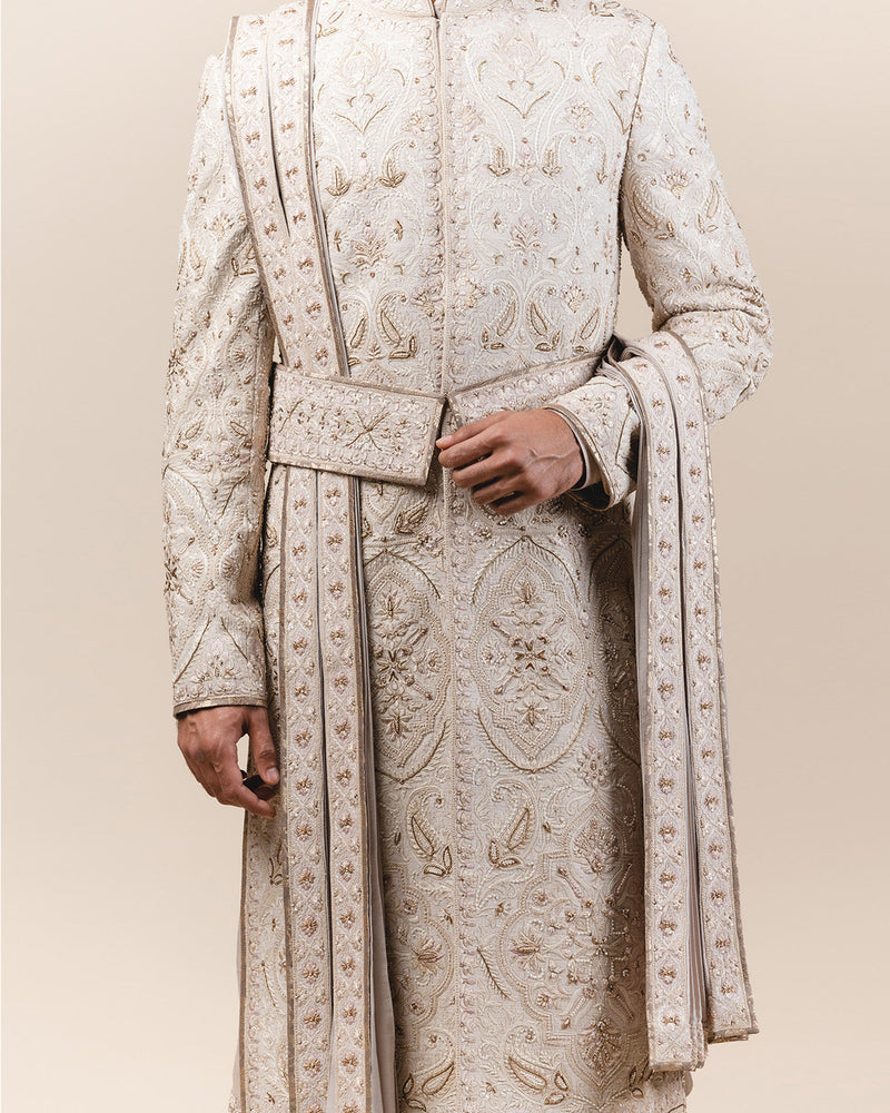 Sherwani In Matka Silk With Dori