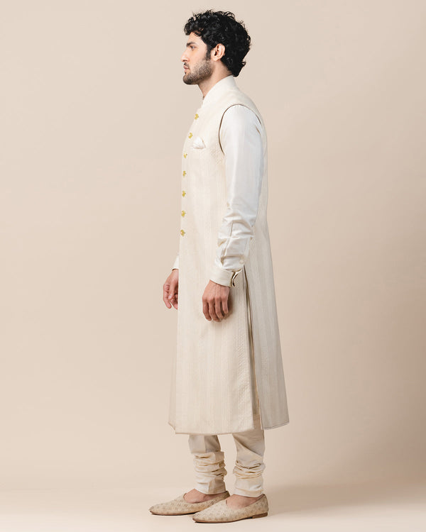 Textured Sleeveless Sherwani