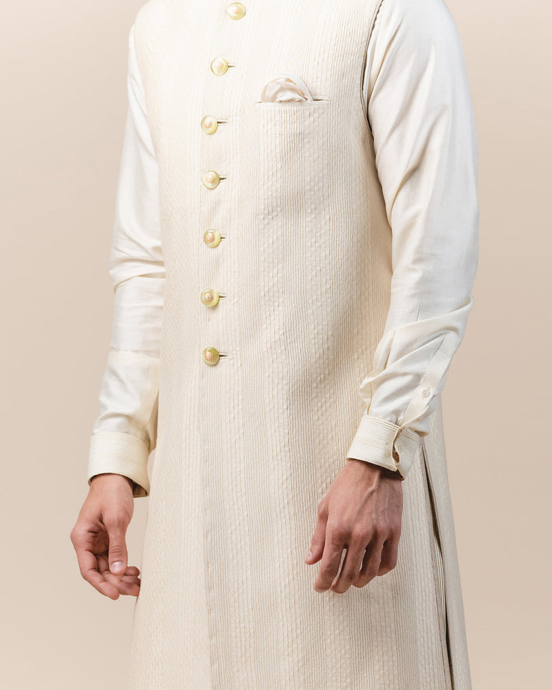 Textured Sleeveless Sherwani