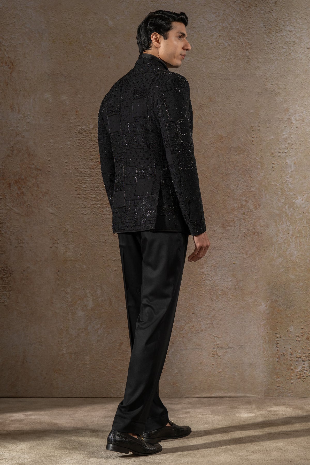 Geometric Embroidered Bandhgala Set