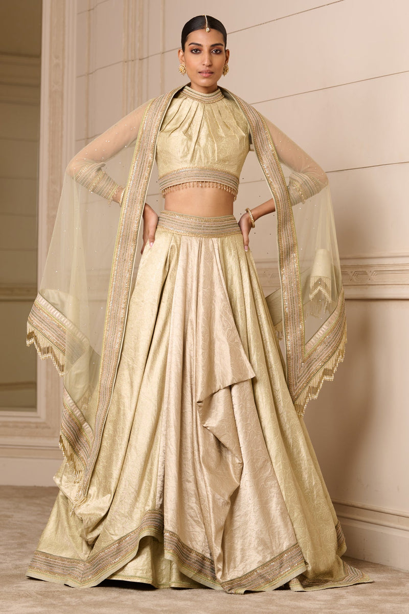 Lehenga, Blouse, Drape, And Dupatta