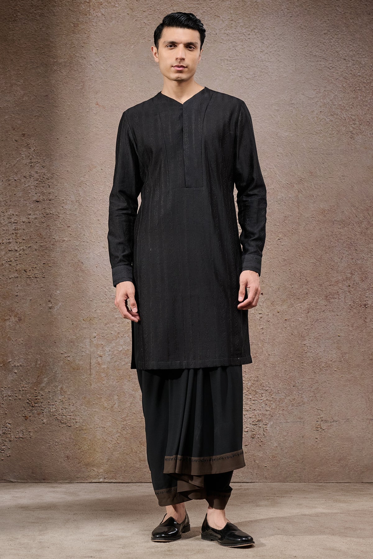 Floral Etched Sleeveless Sherwani Set