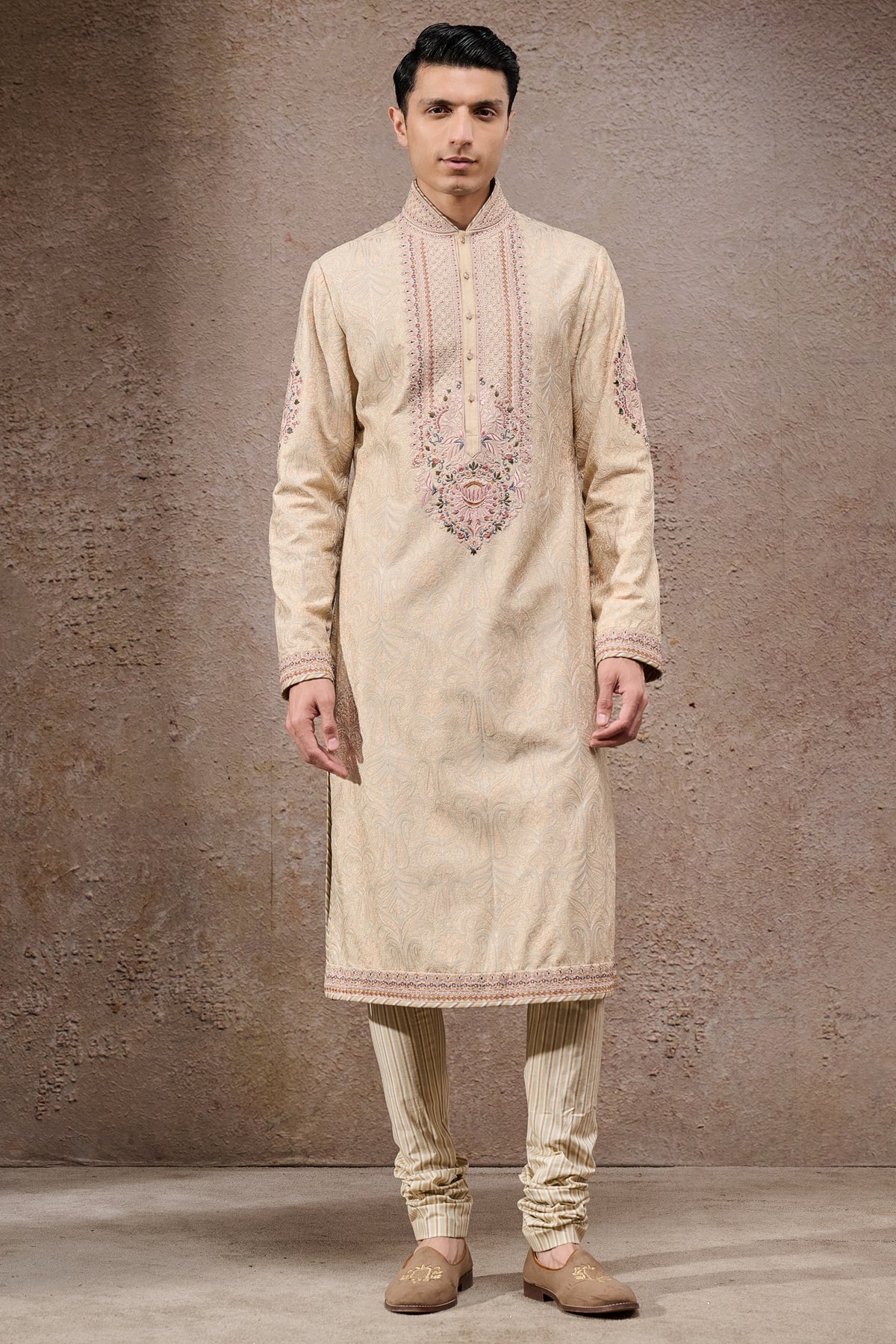 Multicolour Embroidered Groom Kurta Set