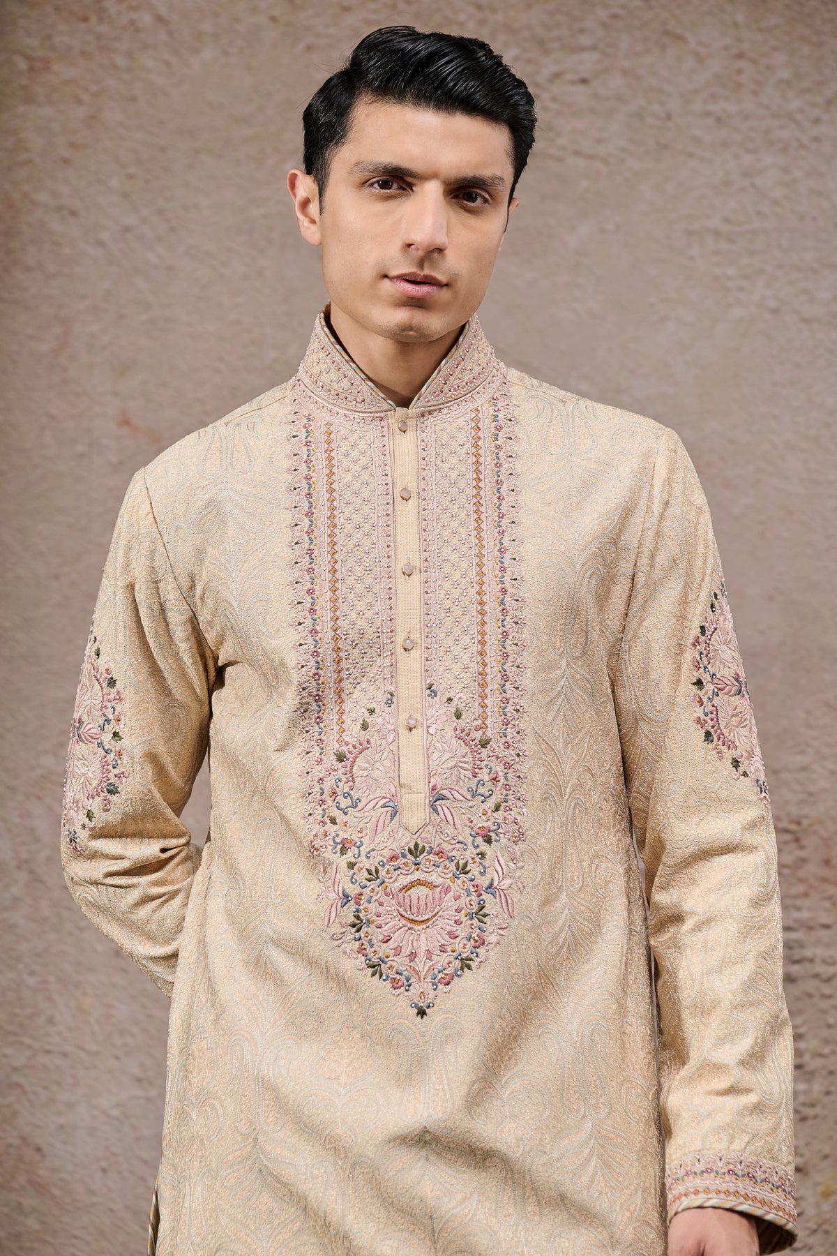 Multicolour Embroidered Groom Kurta Set