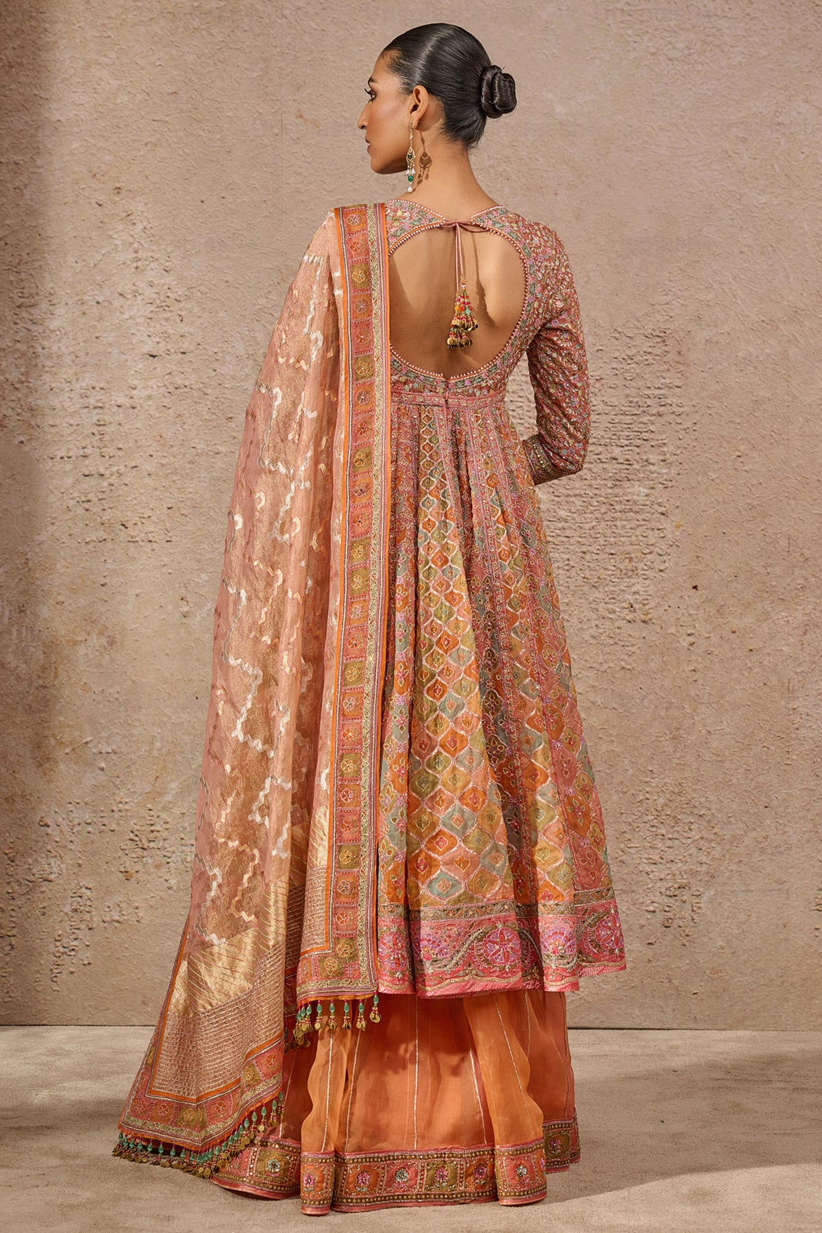 Aari Embroidered Kalidar Kurta & Sharara Set