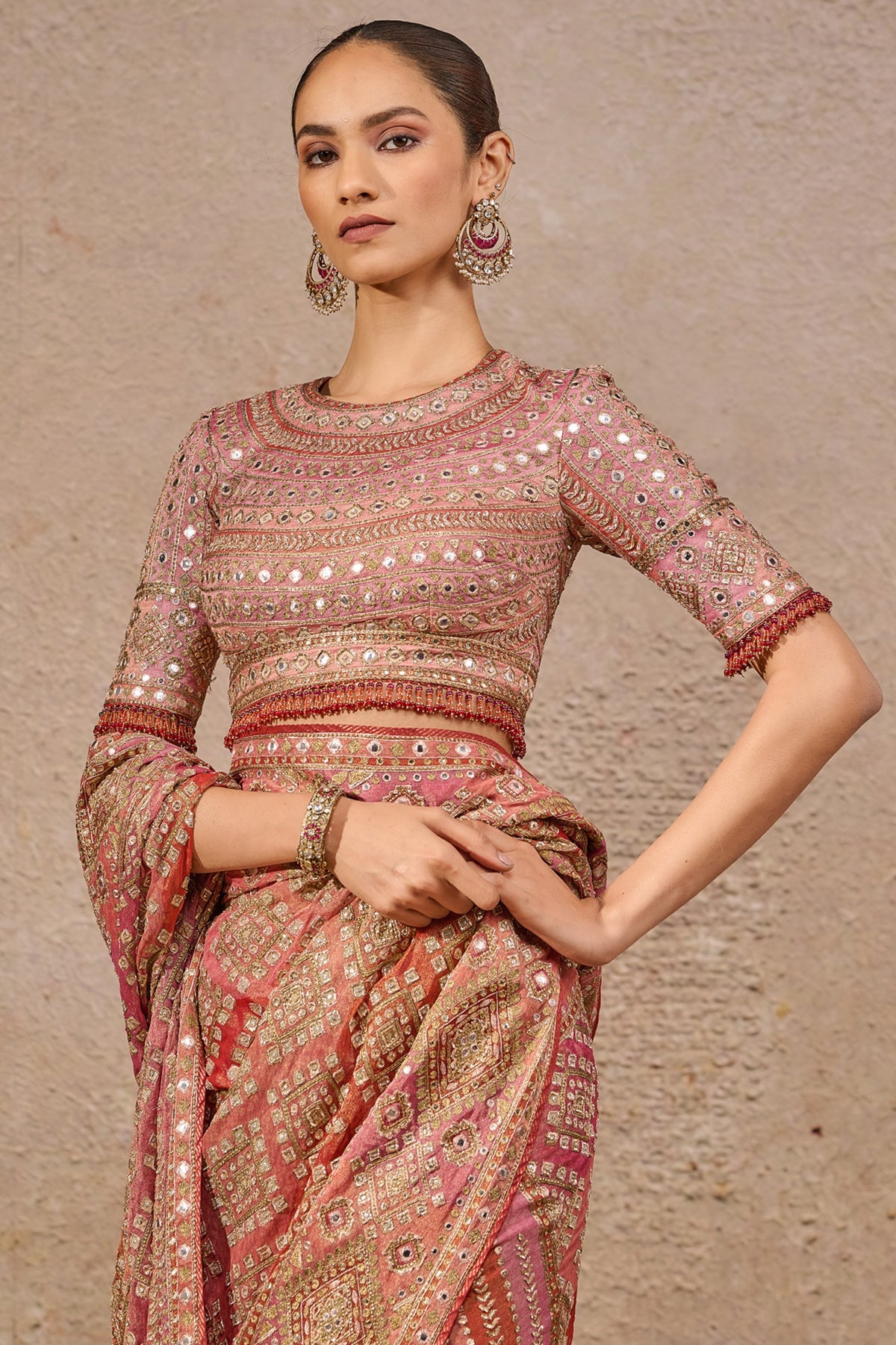 Kashida Mirror Work Saree