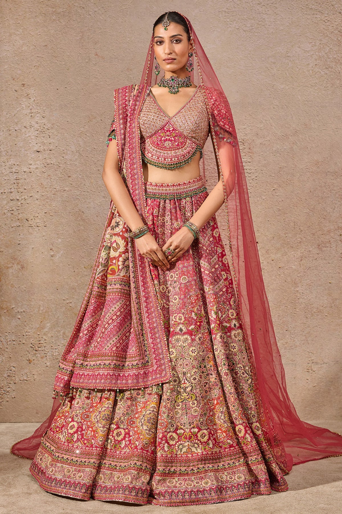 Kashida Embroidered Bridal Lehenga