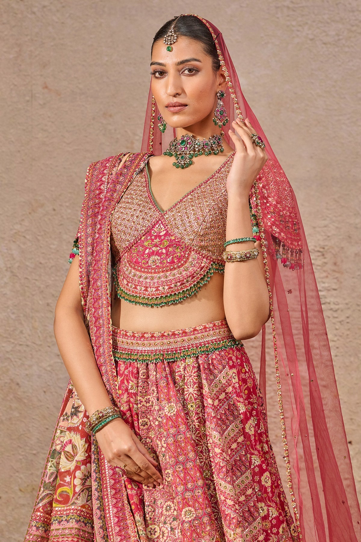Kashida Embroidered Bridal Lehenga
