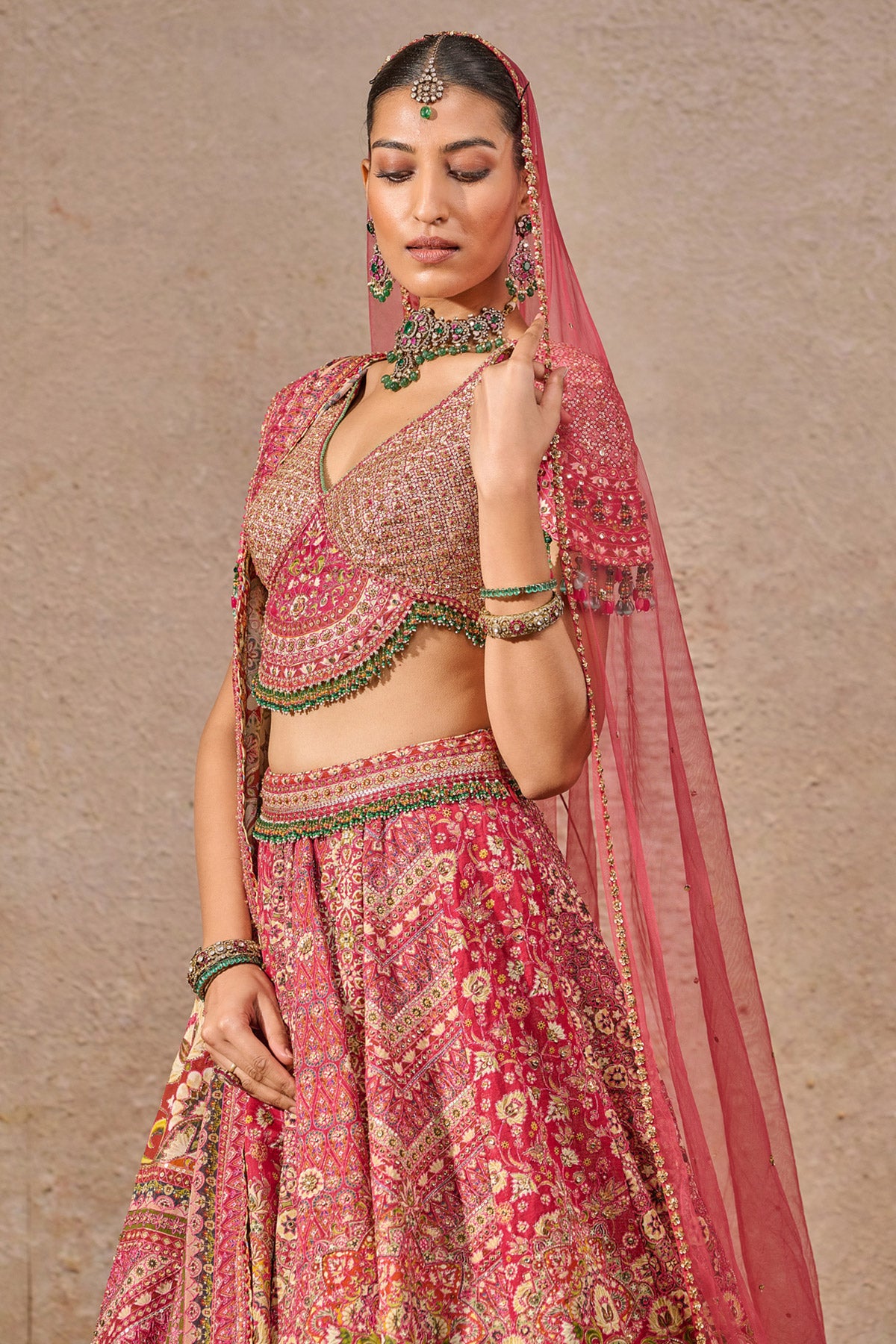 Kashida Embroidered Bridal Lehenga