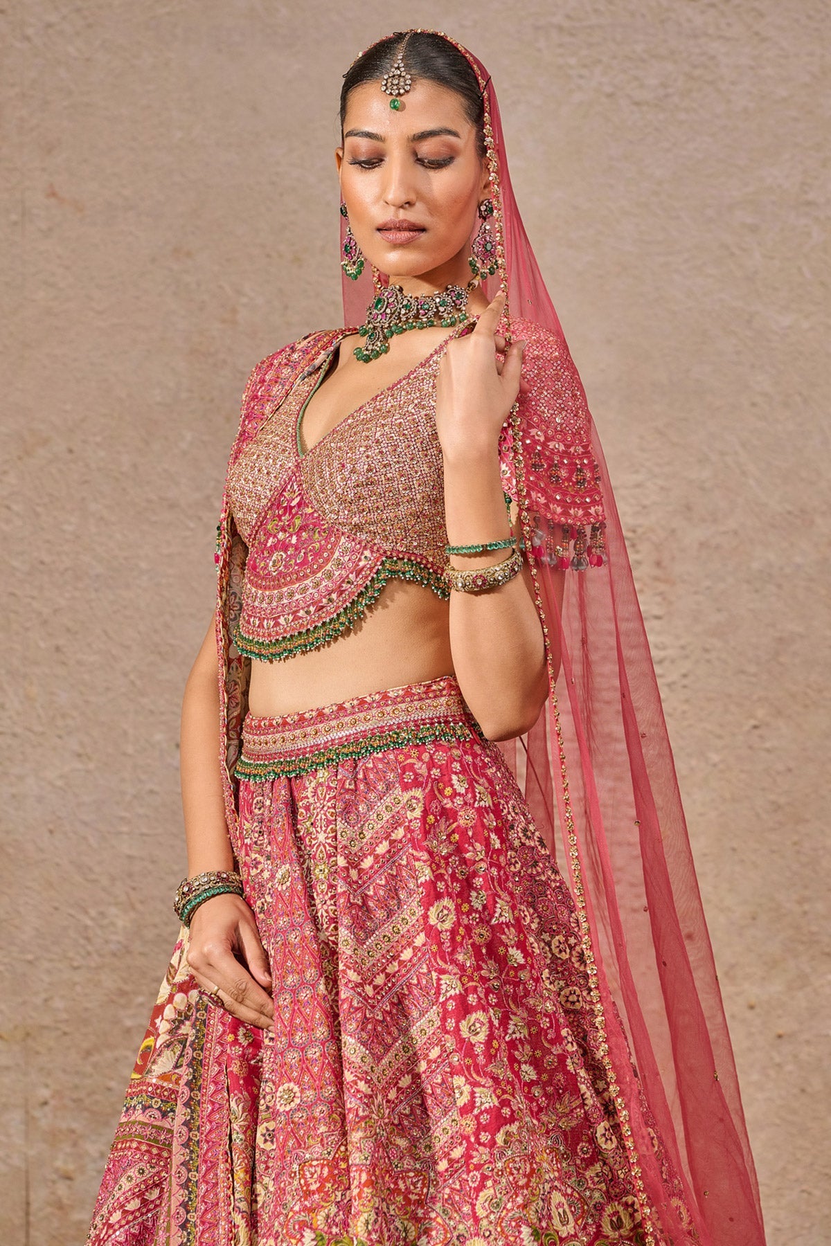 Kashida Embroidered Bridal Lehenga