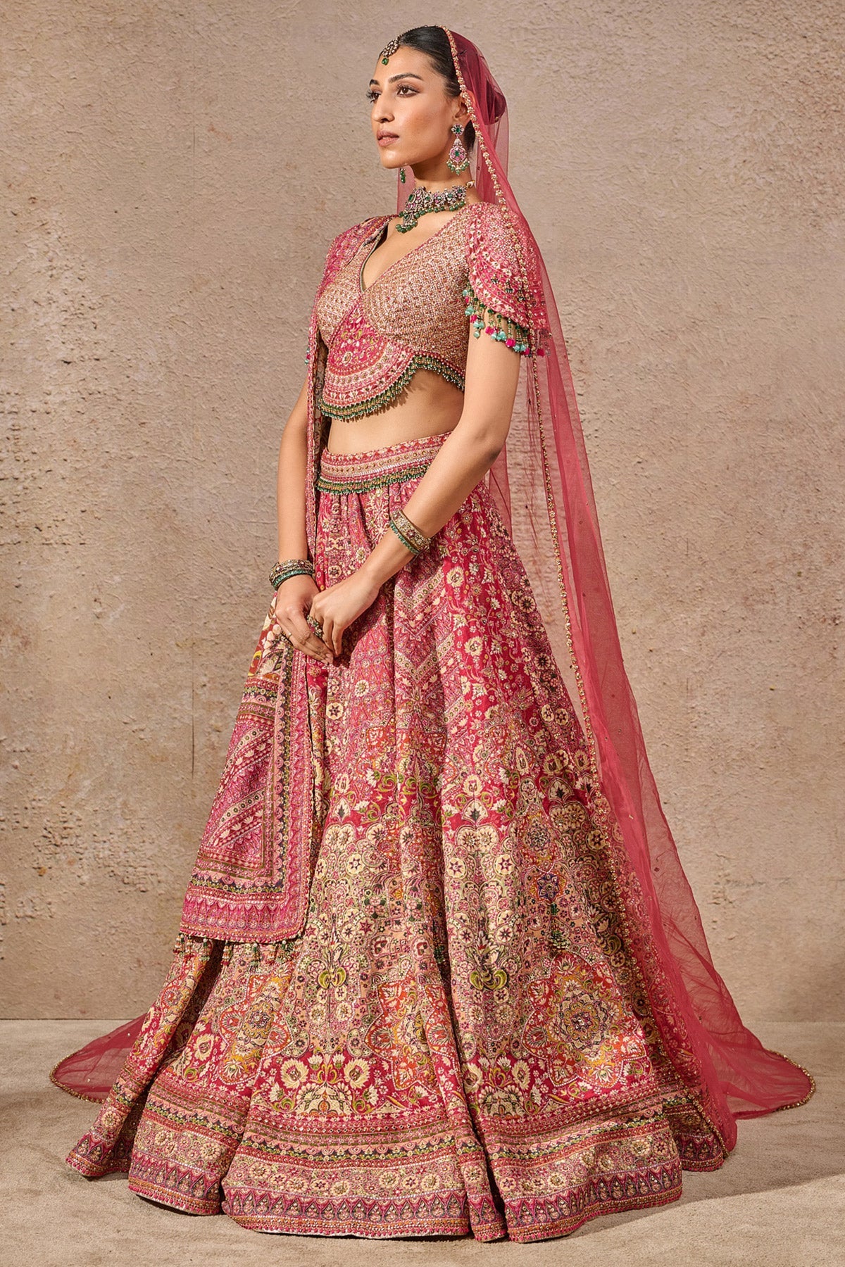 Kashida Embroidered Bridal Lehenga