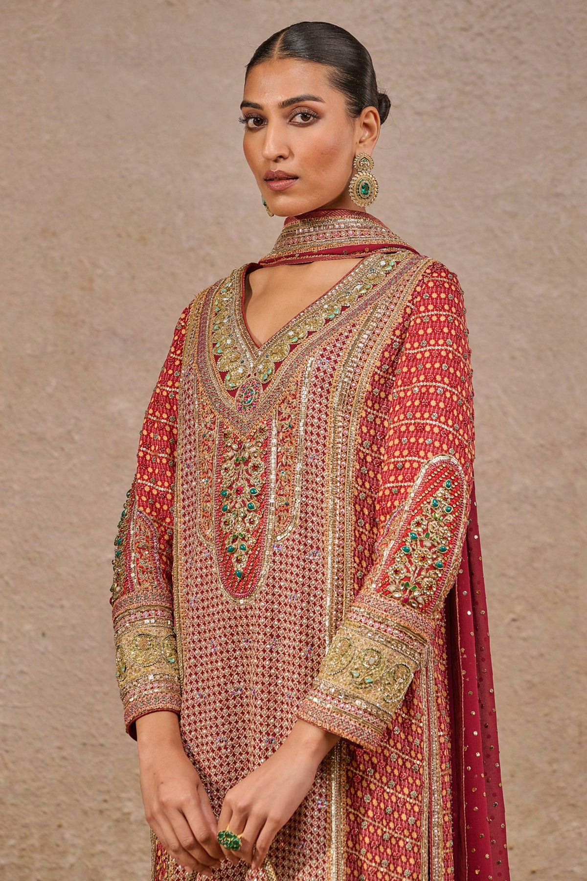 Navratna Bejewelled Kurta Churidar Set