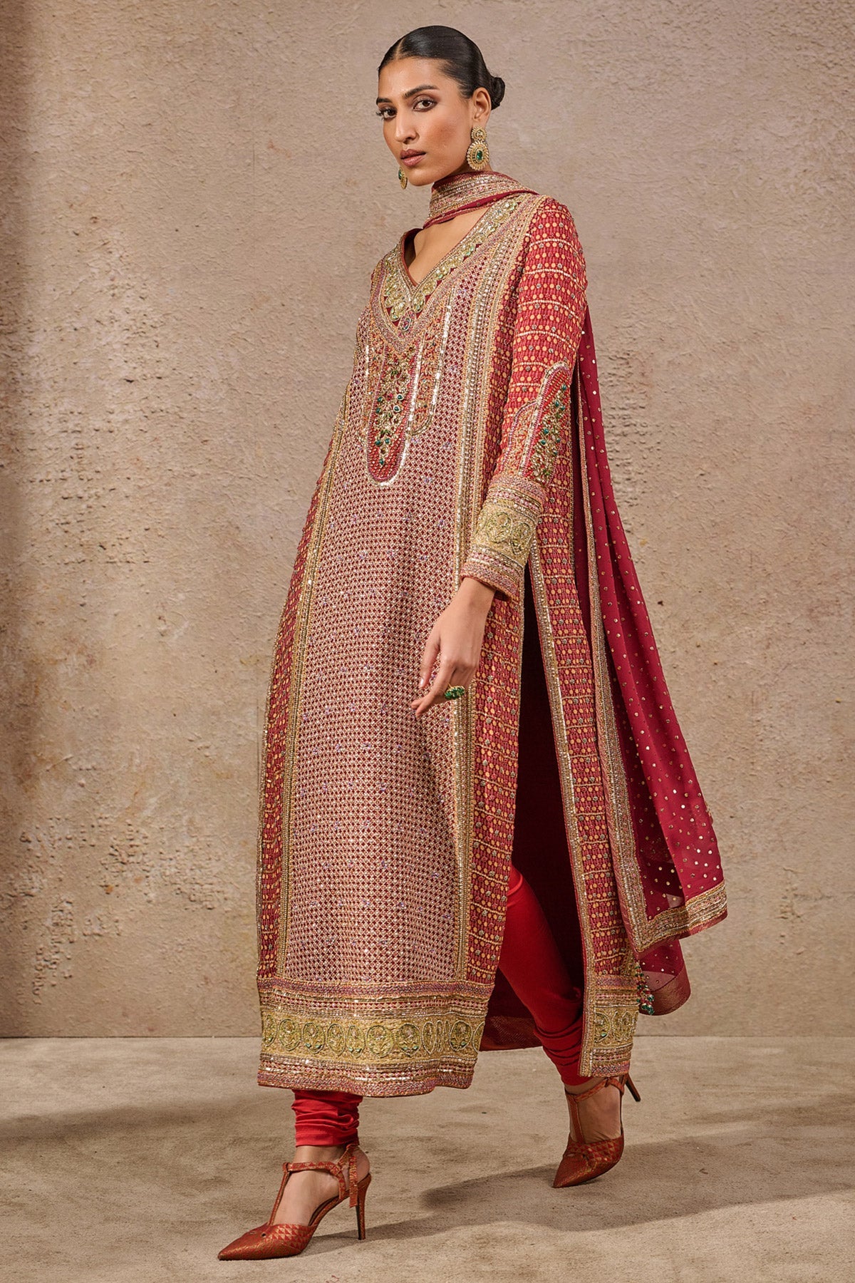 Navratna Bejewelled Kurta Churidar Set