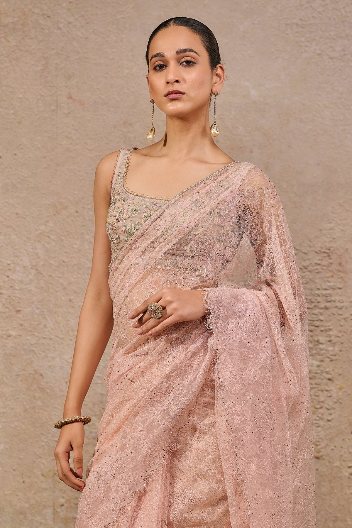 Classic Chantilly Lace Saree