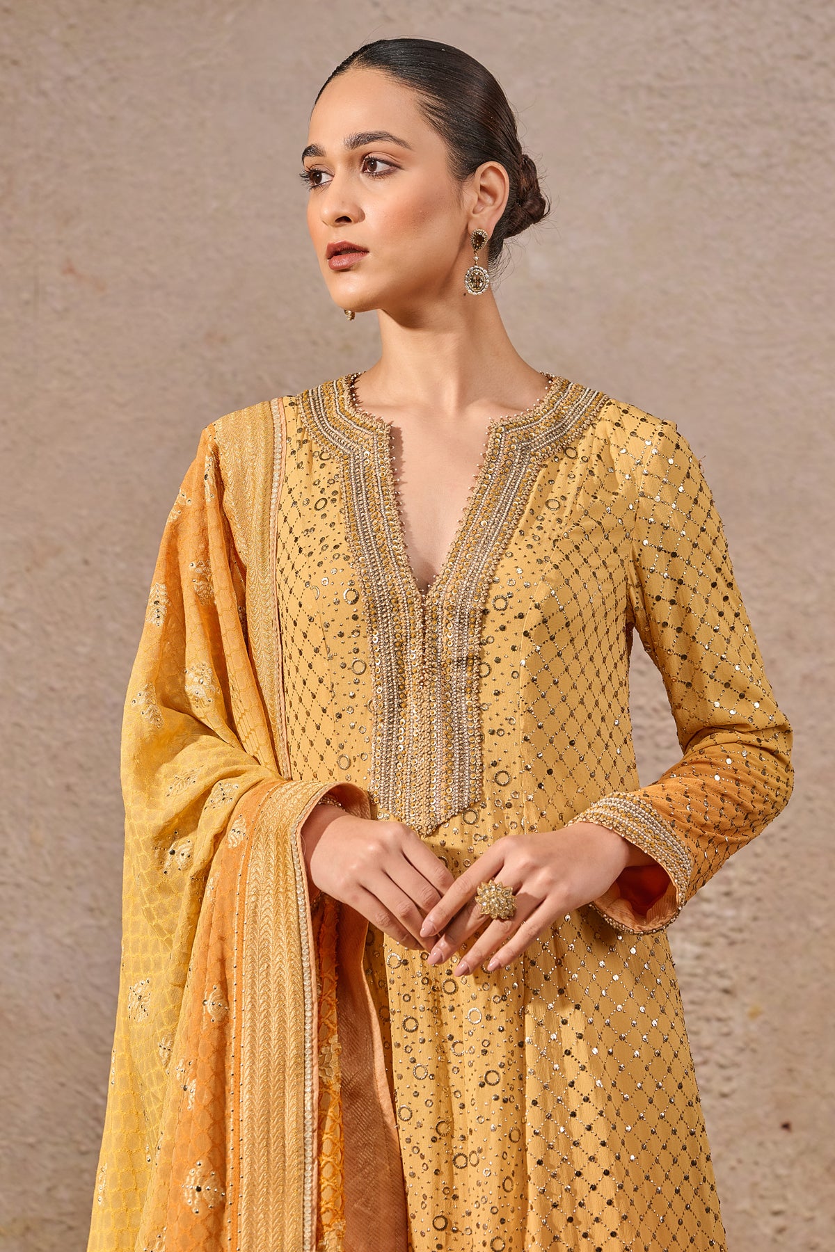 Ombre Mukaish Kalidar Suit Set
