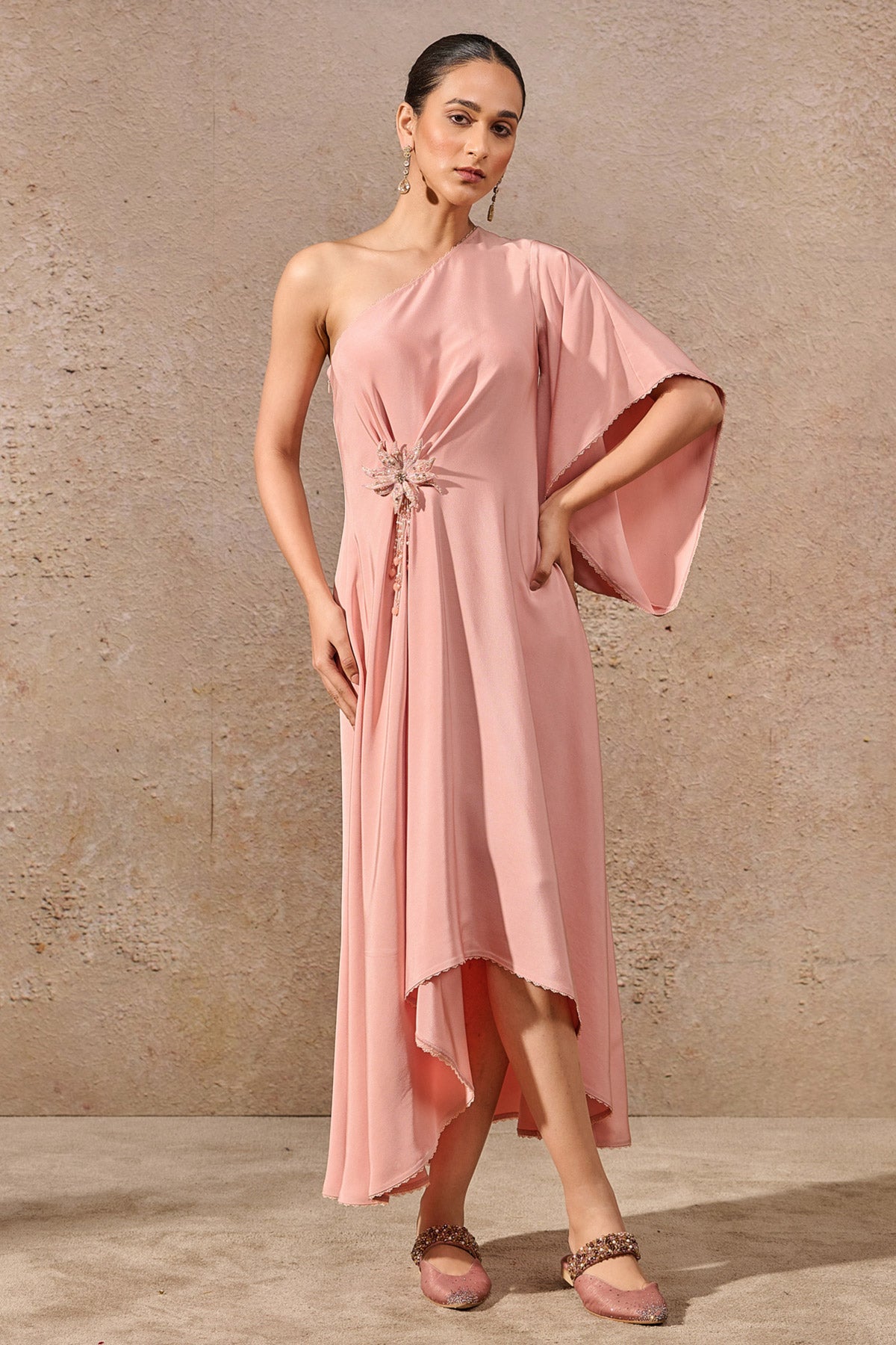 One Shoulder Draped Dress