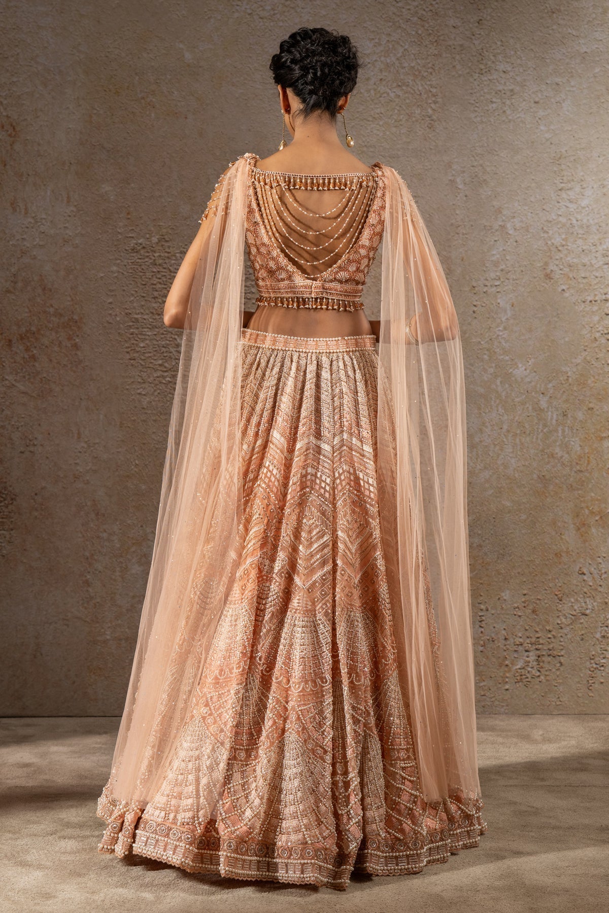 geometric embroidered lehenga with Drape