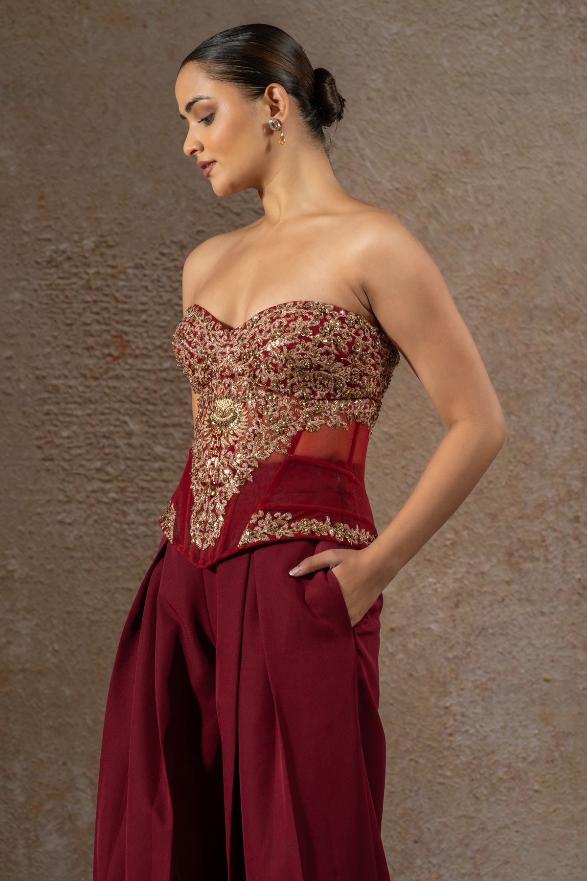 Golden Light Mughal Jewel Corset & Pants