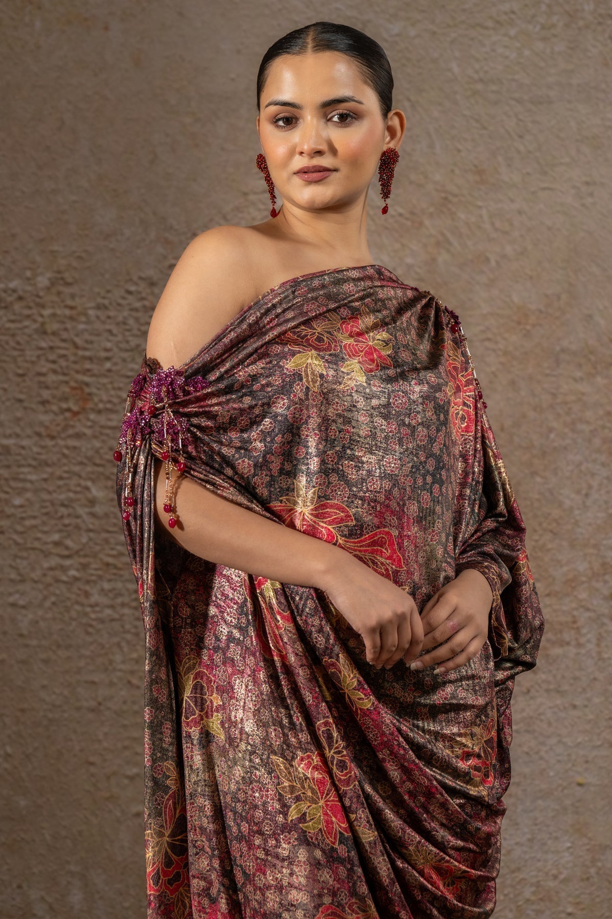 Golden Light Floral Print Dress