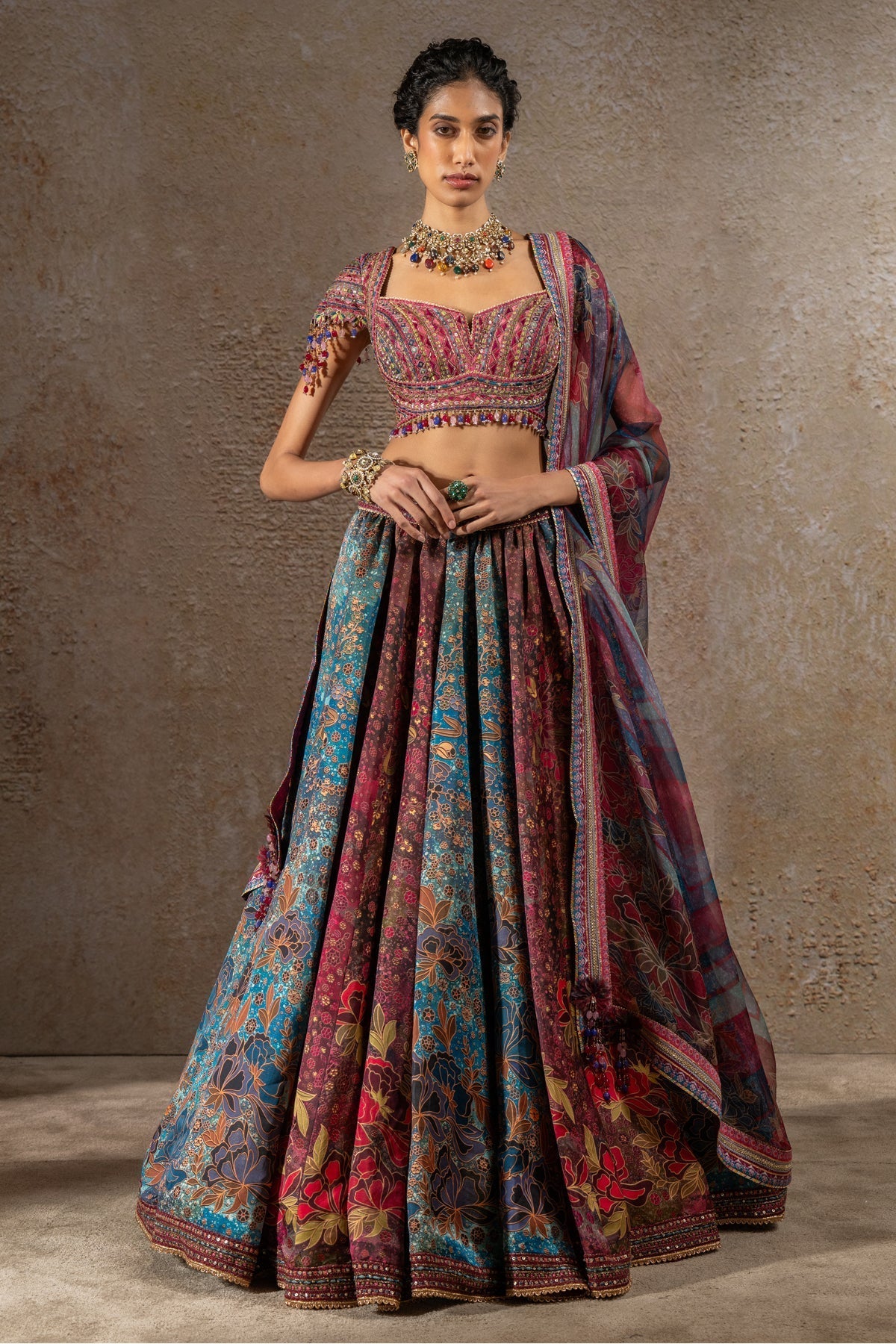Floral Printed Lehenga with Scarf